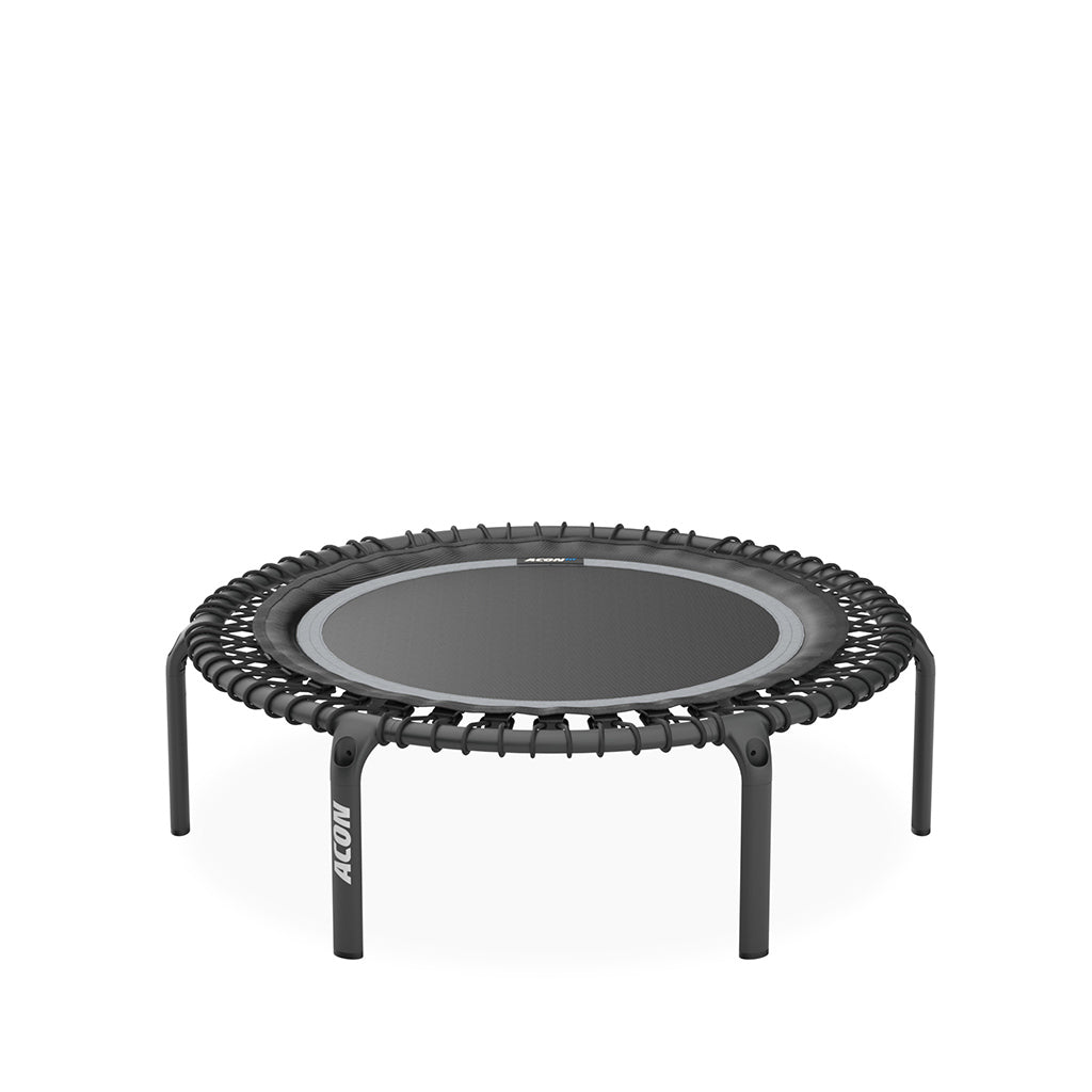 Svart ACON FIT 1,12m rund studsmatta med vit bas.