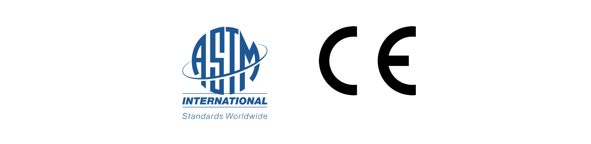 ASTM- och CE-certifieringsmärken