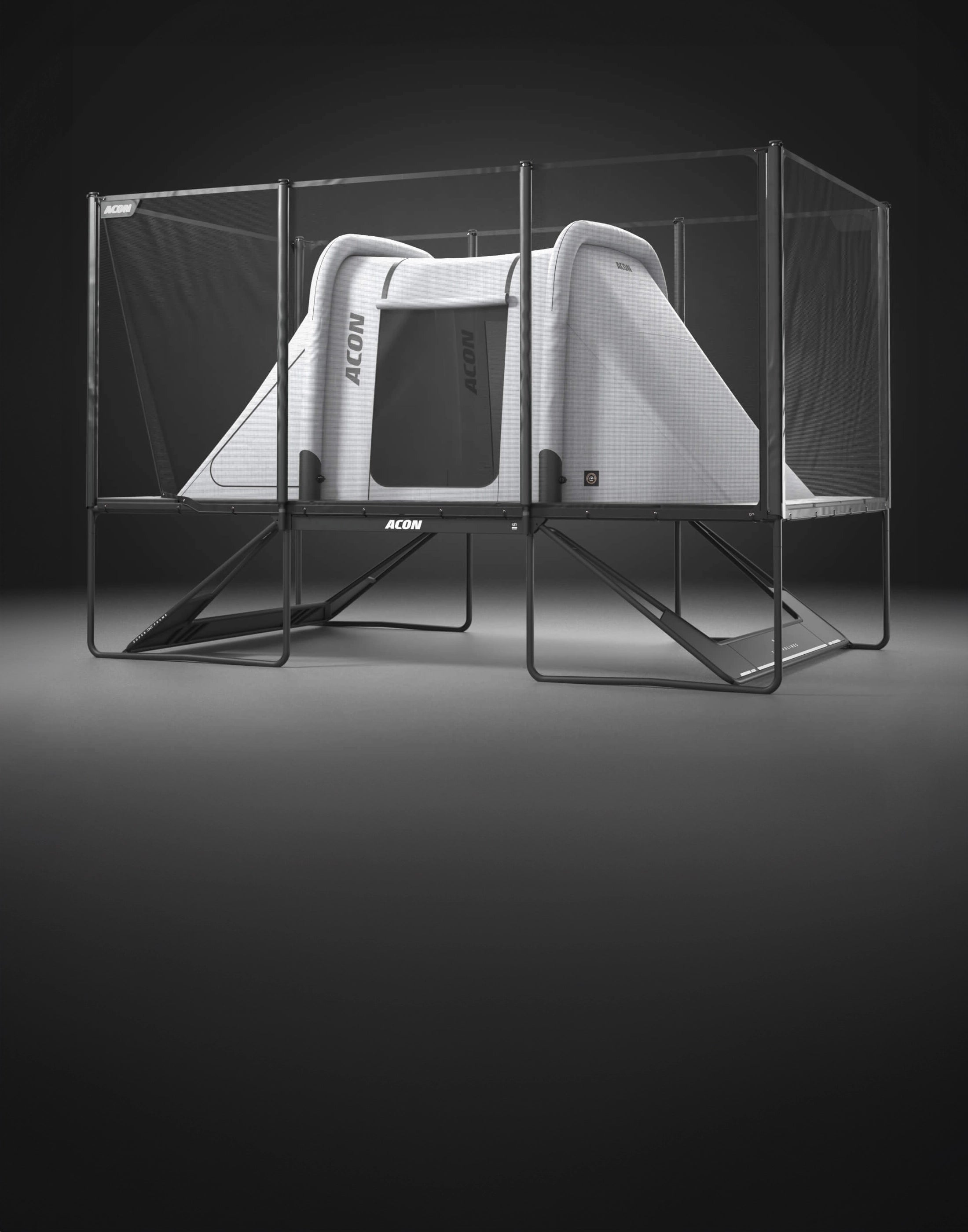 Rectangular Acon tent on the Acon X trampoline.