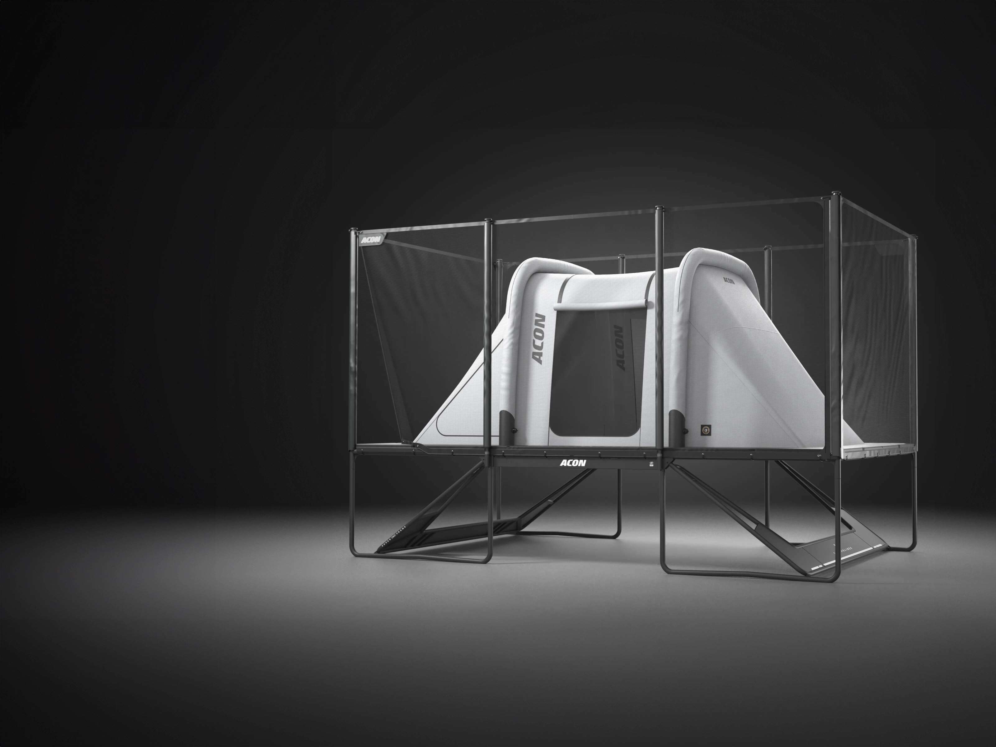 Rectangular Acon tent on the Acon X trampoline.