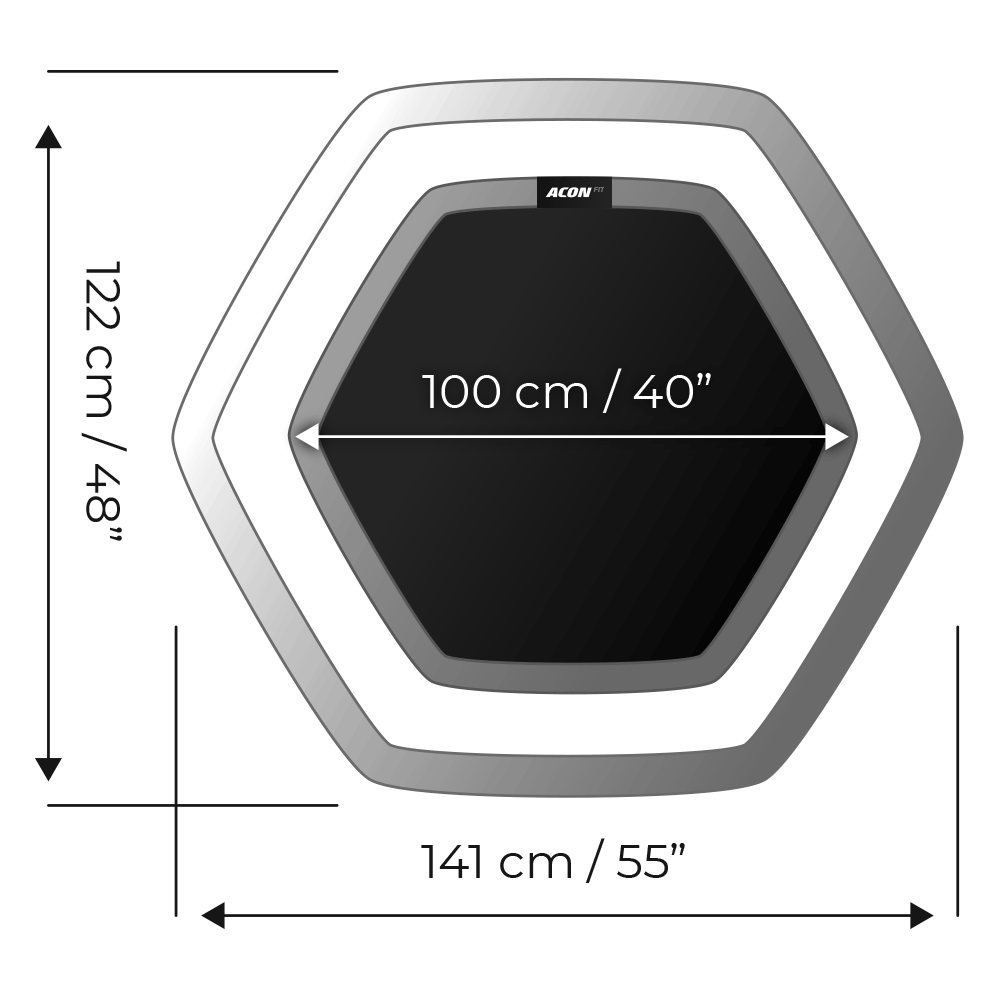 Acon FIT Trampolin Hexagon mått.